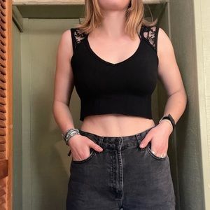 Black cropped top with lace